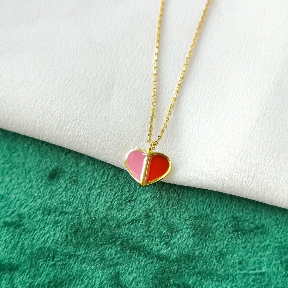 KATE SPADE Heritage Spade Gold Pink Red Pendant Necklace NEW